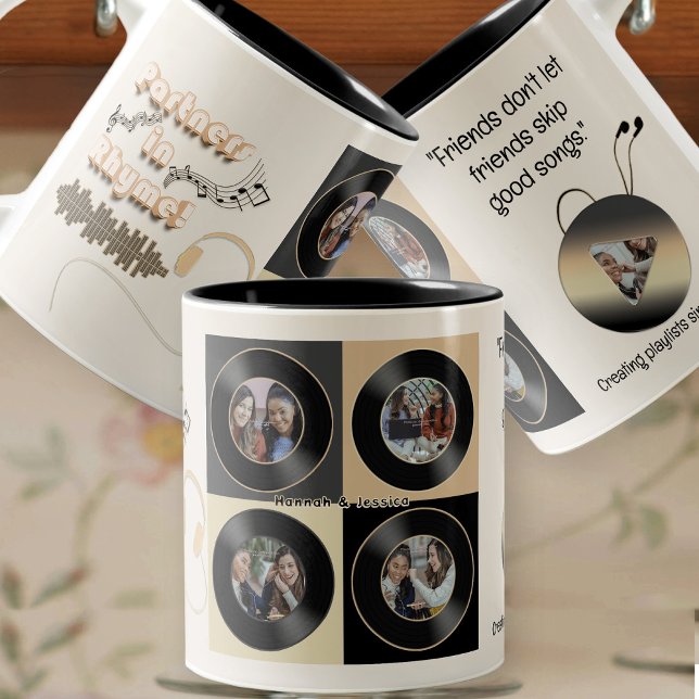 Neutral Best Friend Vinyl Photo Personalized Gift  Two-Tone Coffee Mug (Creator Uploaded)