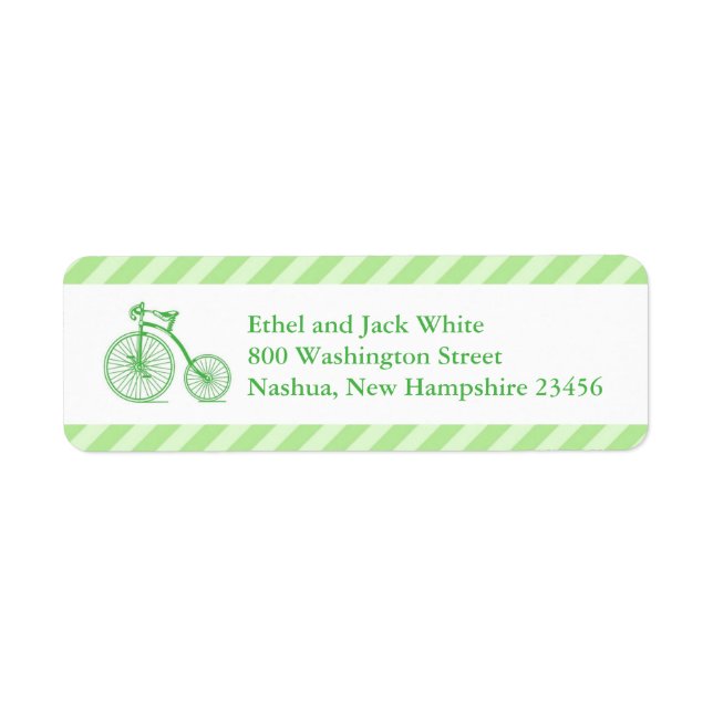 Neutral Bicycle Baby Shower Return Address Labels (Front)