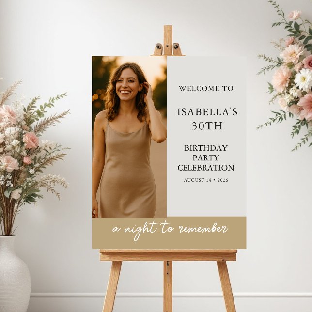 Neutral Birthday Party Photo Welcome Poster (Creator Uploaded)