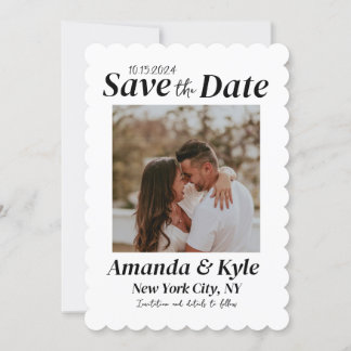 Neutral Black and White Save the Dates with photo Invitation