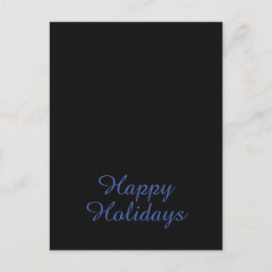 Neutral Black & Blue Plain Elegant Happy Holidays Postcard