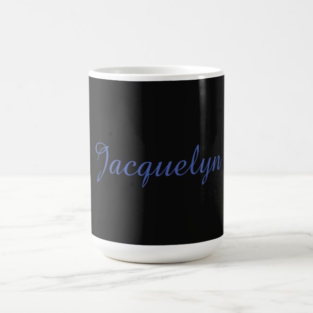 Neutral Black & Blue Plain Elegant Modern Own Name Coffee Mug (Center)