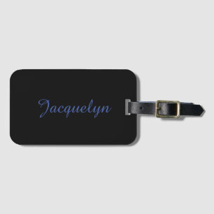 Neutral Black & Blue Plain Elegant Modern Own Name Luggage Tag