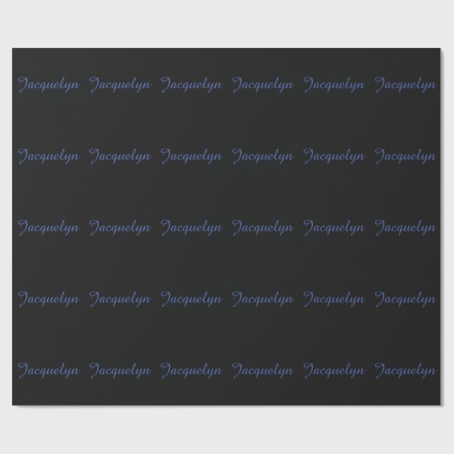Neutral Black & Blue Plain Elegant Modern Own Name Wrapping Paper (Flat)