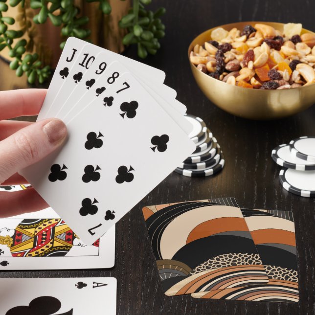  Neutral Black Orange Modern Boho Playing Cards (In Situ)