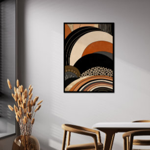  Neutral Black Orange Modern Boho Poster