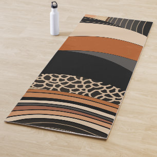 Neutral Black Orange Modern Boho Yoga Mat