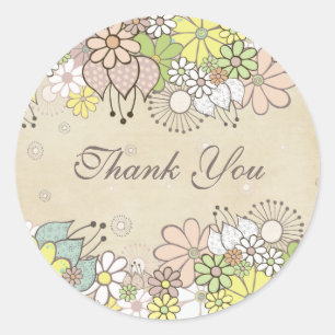 Neutral Blooms White Gift Thank You Label Sticker