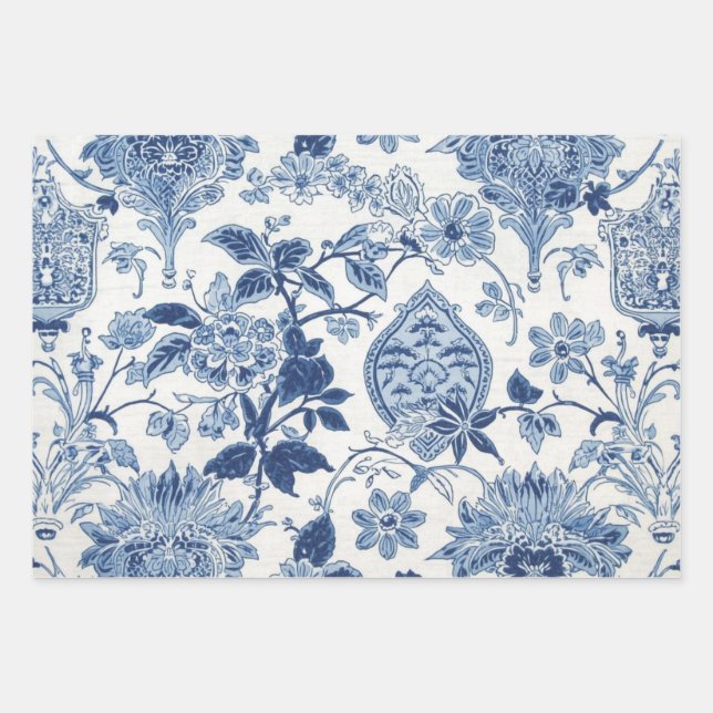 Neutral Blue Botanical Decoupage Paper | Vintage  (Front)