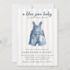 Neutral Blue Jean Baby On The Way Baby Shower Invi