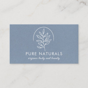 Neutral Blue Modern Botanical Leaf Logo Simple Business Card