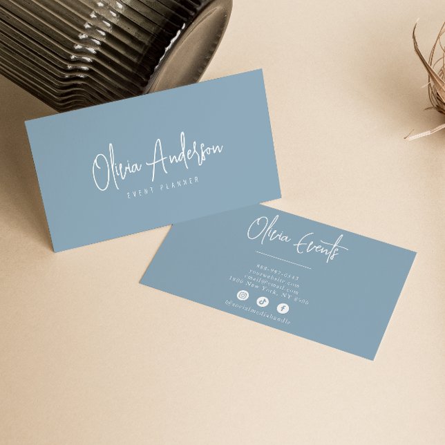 Neutral Blue Ocean Minimalist Boho Chic Modern Business Card (Creator Uploaded)