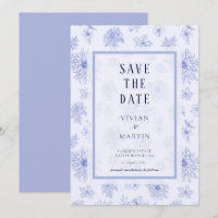 Neutral Blue Shadow floral Pattern Save The Date