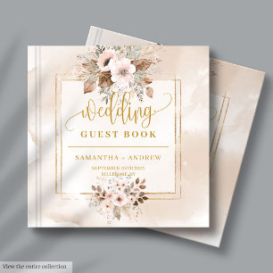 Neutral Blush and Gold Boho Wedding Guest Book
