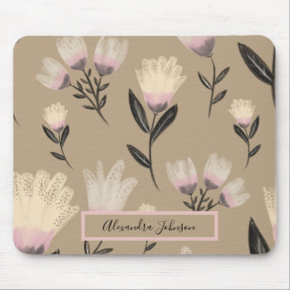 Neutral Blush Floral  | Modern Botanical Mouse Mat