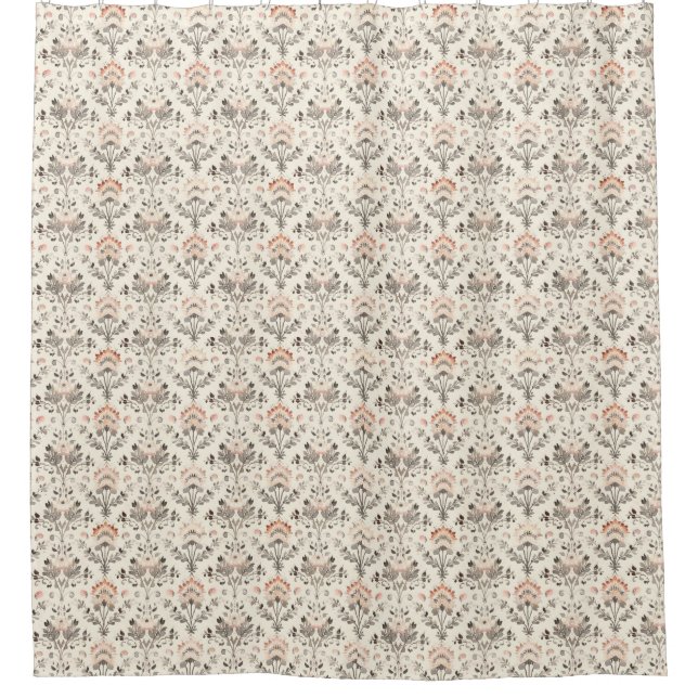 Neutral Blush Gray Botanical Shower Curtain (Front)