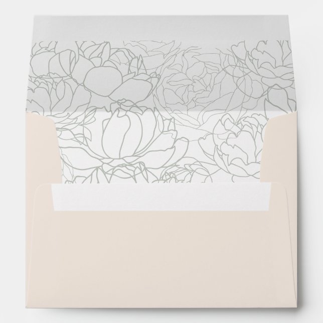 Neutral Blush printed Return Address 5x7 Wedding Envelope (Back (Bottom))