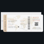 Neutral Boarding Pass Destination wedding QR code  Invitation<br><div class="desc">Boho Neutral Beige Boarding pass wedding ticket invitation featuring a destination world map,  Wedding Pass,  Destination Wedding,  Passport with QR code Rsvp card.</div>