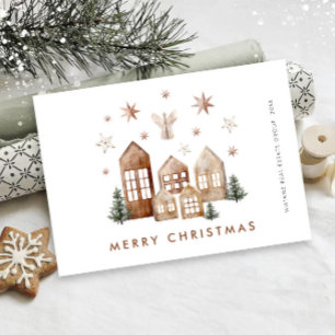 Neutral Bohemian Christmas Composition Corporate Holiday Card