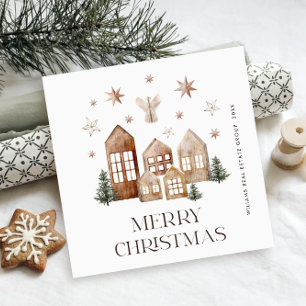Neutral Bohemian Christmas Composition Corporate Holiday Card