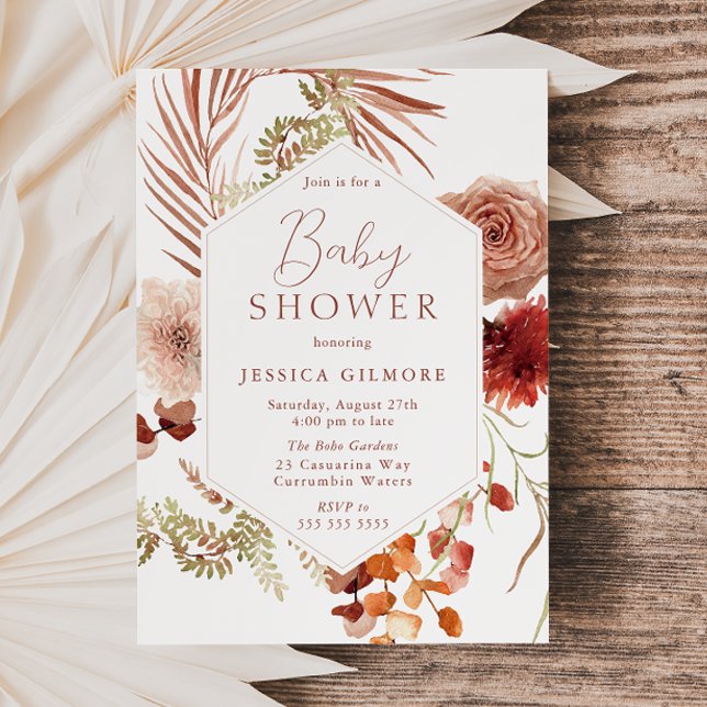 Neutral Bohemian Fall Autumn Baby Shower Invitation (Creator Uploaded)