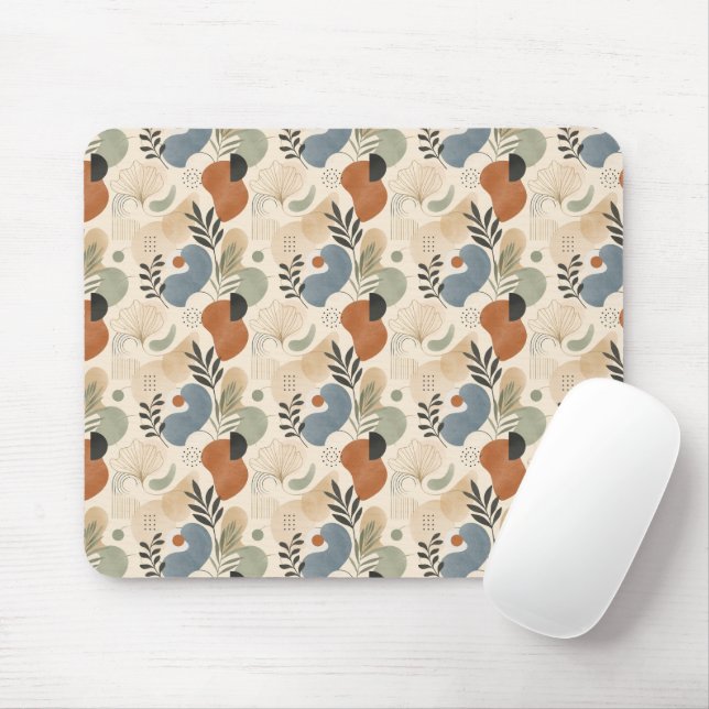 Neutral Boho Abstract Mouse Pad (With Mouse)