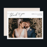 Neutral Boho Blush Script Heart Wedding Photo Thank You Card<br><div class="desc">Designed to coordinate with our Stylish Script wedding collection,  this customisable Flat Photo Thank You card features an elegant script with heart thank you text on the front and option to add a custom message on the back. Matching items available.</div>