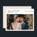 Neutral Boho Blush Script Heart Wedding Photo Thank You Card<br><div class="desc">Designed to coordinate with our Stylish Script wedding collection,  this customisable Flat Photo Thank You card features an elegant script with heart thank you text on the front and option to add a custom message on the back. Matching items available.</div>