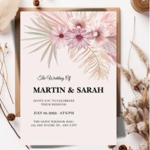 Neutral Boho Botanical Wedding Invitation