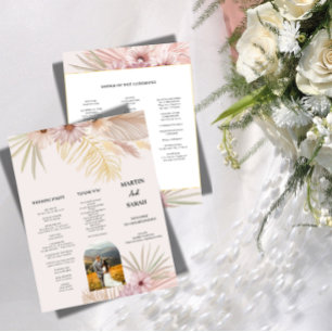 Neutral Boho Botanical Wedding Program Card