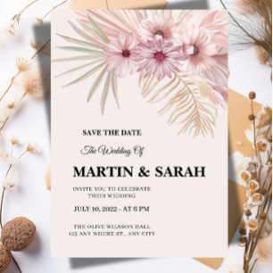 Neutral Boho Botanical Wedding Save the Date Card