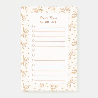 Neutral Boho Bows Personalised Check To Do List Post-it Notes