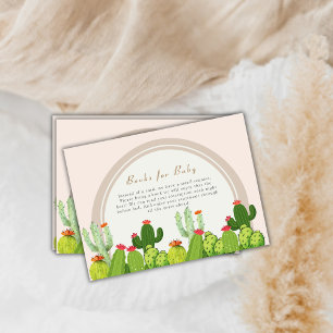 Neutral Boho Cactus Arch Books for Baby Shower  Enclosure Card