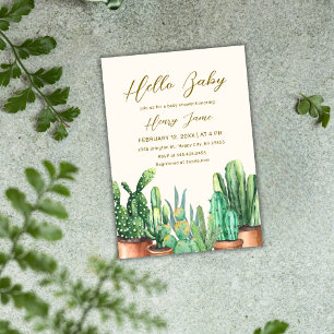 Neutral Boho Desert Cactus Garden Baby Shower  Invitation