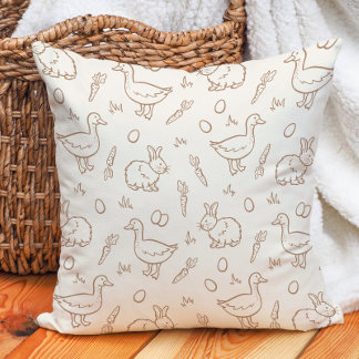 Neutral Boho Easter Bunny Goose Spring Beige Cushion