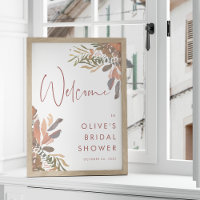 Neutral Boho Floral Bridal Shower Welcome Sign