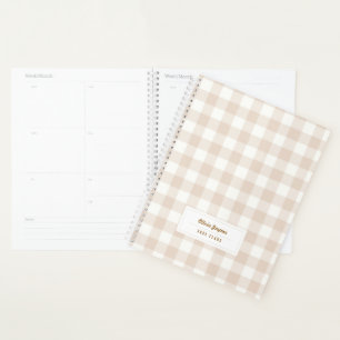 Neutral Boho Gingham Personalised 2027 Monthly Planner