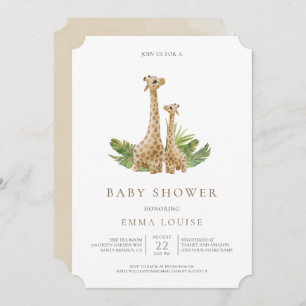 Neutral Boho Giraffe Baby Shower Invitation