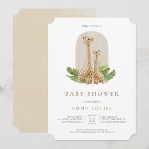 Neutral Boho Giraffe Baby Shower Invitation