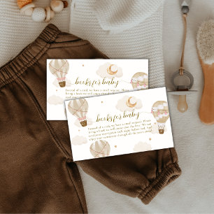 Neutral Boho Hot Air Balloon Books Baby Shower  Enclosure Card