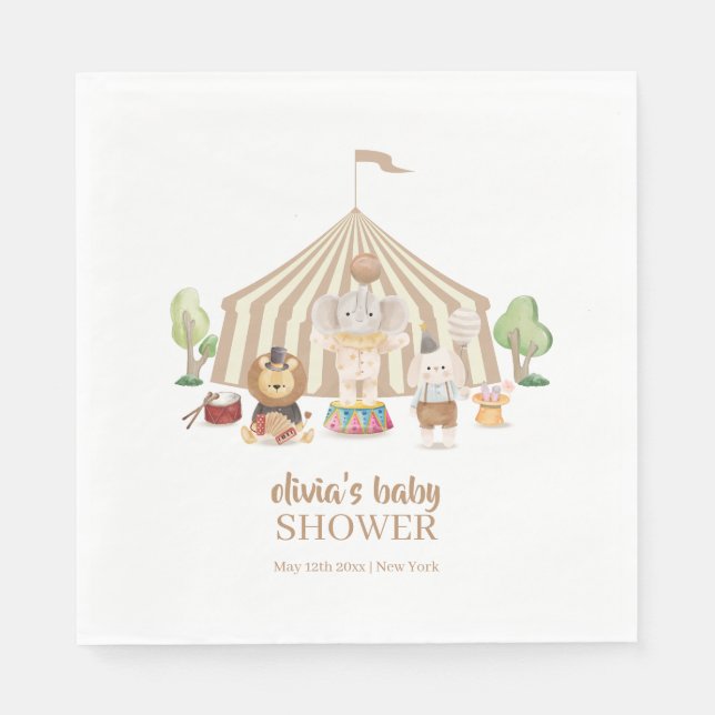 Neutral Boho Magical Safari Circus Baby Shower  Napkin (Front)