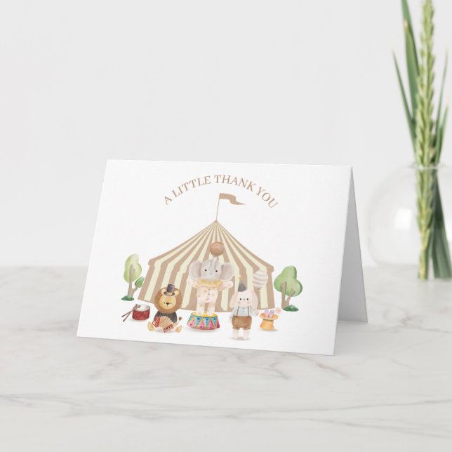 Neutral Boho Magical Safari Circus Baby Shower  Thank You Card (Front)