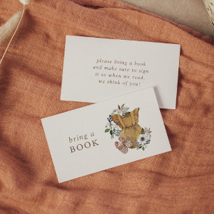Neutral Boho Nursery Baby Shower Bring a Book Enclosure Card
