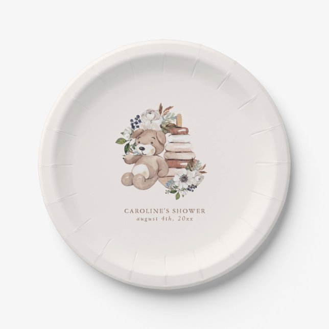 Neutral Boho Nursery Baby Shower Paper Plate (Front)