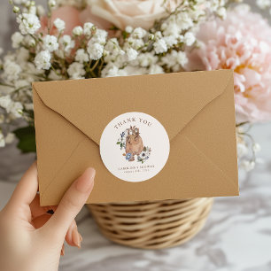 Neutral Boho Nursery Baby Shower Thank You Classic Round Sticker