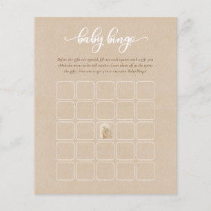 Neutral Boho Pampas Grass Giraffe Baby Bingo Game Flyer