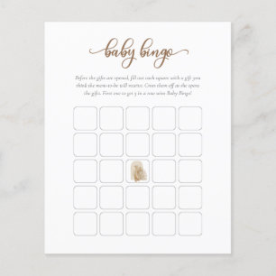 Neutral Boho Pampas Grass Giraffe Baby Bingo Game Flyer