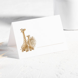 Neutral Boho Pampas Grass Giraffe Place Card