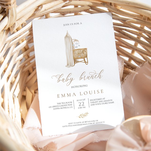Neutral Boho Pampas Grass Nursery Baby Brunch  Invitation (Creator Uploaded)