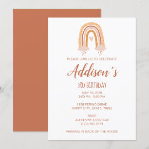 Neutral Boho Rainbow Birthday Invite